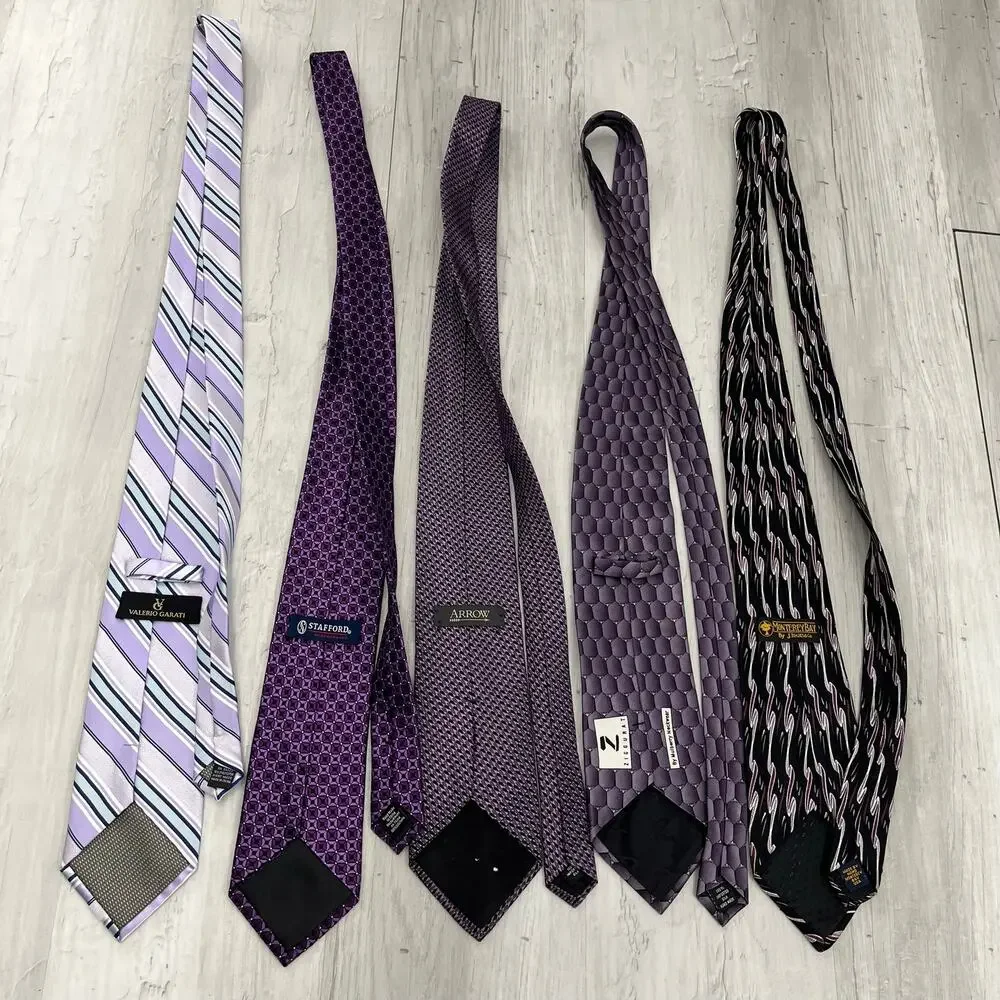 5pc Silk Tie Bundle Purple Vintage Modern Neckwear Professional Crafts Business